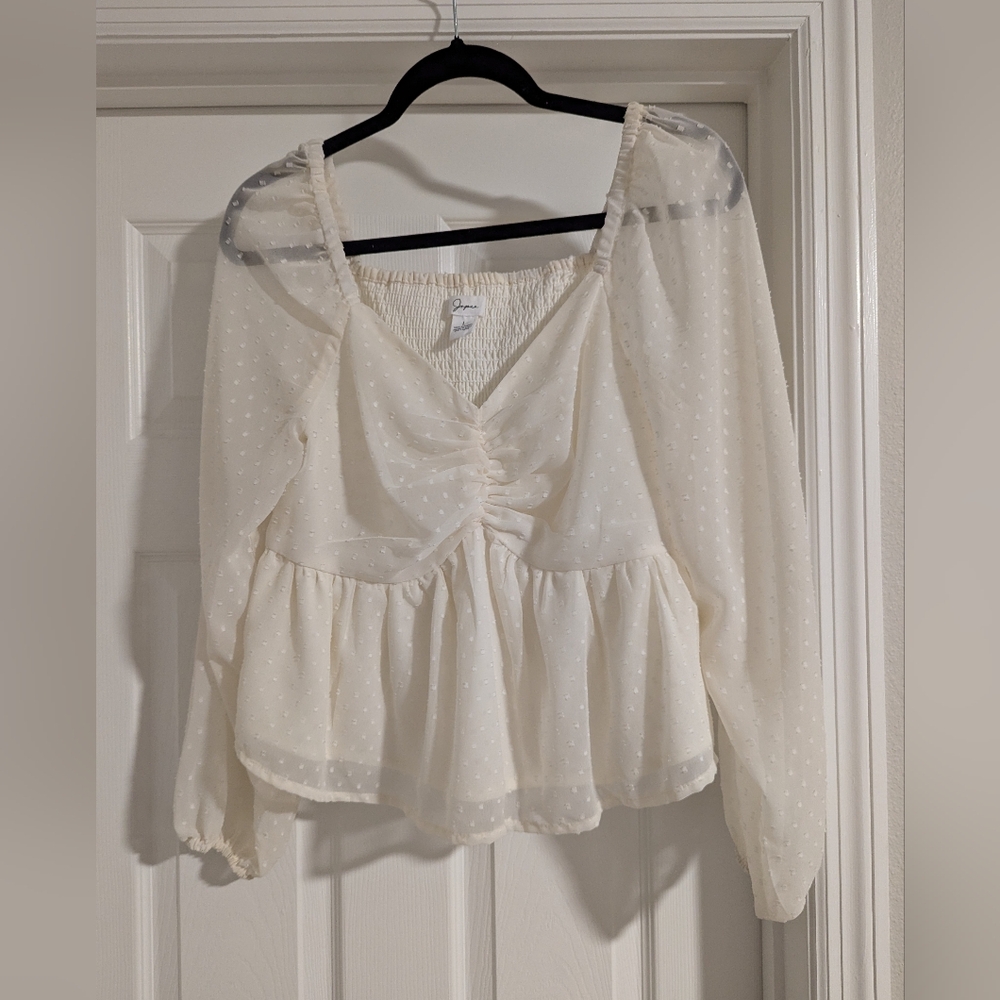 Blouse with Sheer Overlay size L